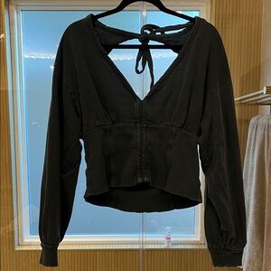 Blue Long Sleeve V-Neck Top